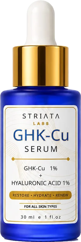 STRIATA Labs GHK-Cu Serum, 30 ml blue glass dropper bottle